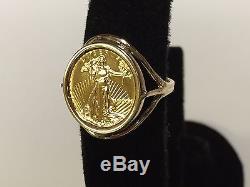 22K FINE GOLD 1/10 OZ US LADY LIBERTY COIN in 14k gold Ring