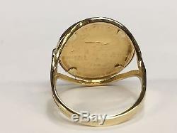 22K FINE GOLD 1/10 OZ US LADY LIBERTY COIN in 14k gold Ring