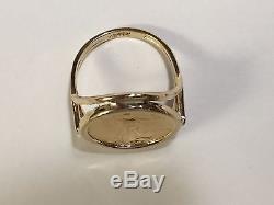 22K FINE GOLD 1/10 OZ US LADY LIBERTY COIN in 14k gold Ring