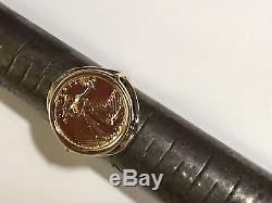 22K FINE GOLD 1/10 OZ US LADY LIBERTY COIN in 14k gold Ring