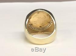 22K FINE GOLD 1/10 OZ US LIBERTY COIN. 36 TCW diamonds in Heavy 14k Gold Ring