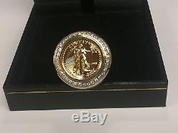 22K FINE GOLD 1/10 OZ US LIBERTY COIN. 36 TCW diamonds in Heavy 14k Gold Ring