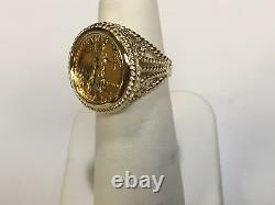 22K FINE GOLD 1/10 OZ US LIBERTY COIN in 14k Solid Yellow Gold Ring