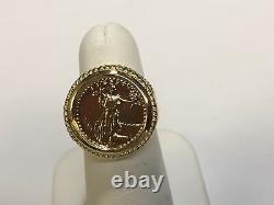 22K FINE GOLD 1/10 OZ US LIBERTY COIN in 14k Solid Yellow Gold Ring