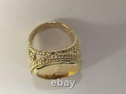22K FINE GOLD 1/10 OZ US LIBERTY COIN in 14k Solid Yellow Gold Ring