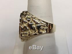 22K FINE GOLD 1/10 OZ US LIBERTY COIN in 14k Yellow Gold Nugget Mens Ring 22 MM