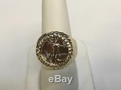 22K FINE GOLD 1/10 OZ US LIBERTY COIN in 14k gold Ring
