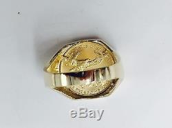 22K FINE GOLD 1/10 OZ US LIBERTY COIN in 14k gold Ring 20 MM