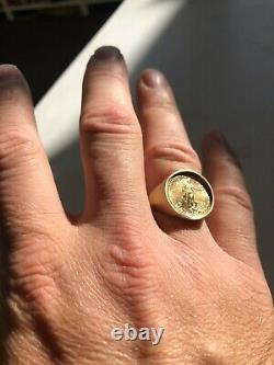 22K FINE GOLD 1/10 OZ US LIBERTY COIN in Set in 14k gold ring MATTE FINISH