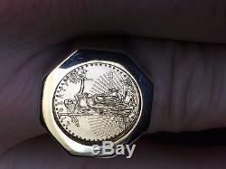 22K FINE GOLD 1/10 OZ US LIBERTY COIN in14k gold Ring