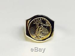 22K FINE GOLD 1/10 OZ US LIBERTY COIN in14k gold Ring 20 MM