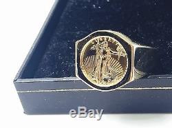 22K FINE GOLD 1/10 OZ US LIBERTY COIN in14k gold Ring 20 MM