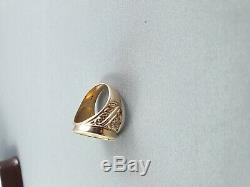 22K FINE GOLD 1/2 SOVEREIGN COIN in Heavy 14k gold Ring