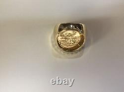 22K FINE GOLD 1/4 OZ LADY LIBERTY COIN 2.05 TCW diamonds in Heavy 14k Gold Ring