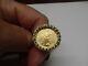 22k Fine Gold 1/10 Oz Liberty Coin 14k Gold Nugget & Emerald Chip Ring Size 10
