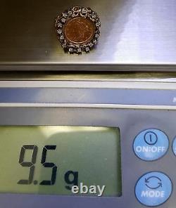 22K Fine Gold 1852 Liberty Head Gold Coin. 24 TCW diamonds 14k Gold Ring Jewelry