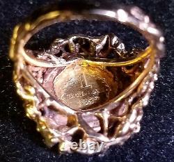 22K Fine Gold 1852 Liberty Head Gold Coin. 24 TCW diamonds 14k Gold Ring Jewelry