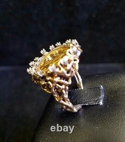 22K Fine Gold 1852 Liberty Head Gold Coin. 24 TCW diamonds 14k Gold Ring Jewelry