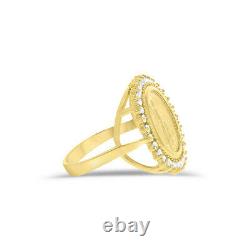 22K Fine Gold Lady Liberty Coin Ring with Diamond Halo. 66cttw 1/10oz US 14k gold