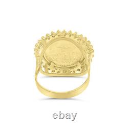 22K Fine Gold Lady Liberty Coin Ring with Diamond Halo. 66cttw 1/10oz US 14k gold