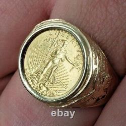 22K Fine Gold Liberty Ring 2015 1/10 OZ US 14k Yellow Gold With Eagle Size 10