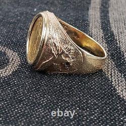 22K Fine Gold Liberty Ring 2015 1/10 OZ US 14k Yellow Gold With Eagle Size 10