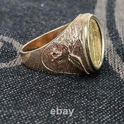 22K Fine Gold Liberty Ring 2015 1/10 OZ US 14k Yellow Gold With Eagle Size 10