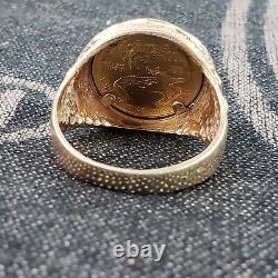 22K Fine Gold Liberty Ring 2015 1/10 OZ US 14k Yellow Gold With Eagle Size 10