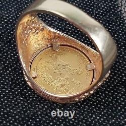 22K Fine Gold Liberty Ring 2015 1/10 OZ US 14k Yellow Gold With Eagle Size 10