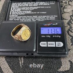 22K Fine Gold Liberty Ring 2015 1/10 OZ US 14k Yellow Gold With Eagle Size 10