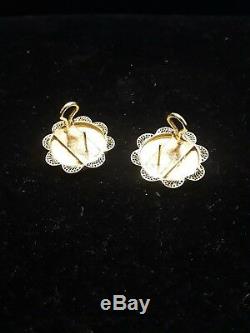 22K Gold FULL SOVEREIGN1920+1927 KING GEORGE V COINS in 18K Gold Mount EARRINGS