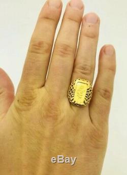 22K Saudi Indian Yellow Gold Ring with. 999 Fine Gold Credit Suisse Bullion s6.25