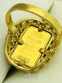 22K Saudi Indian Yellow Gold Ring with. 999 Fine Gold Credit Suisse Bullion s6.25