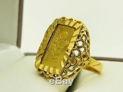 22K Saudi Indian Yellow Gold Ring with. 999 Fine Gold Credit Suisse Bullion s6.25