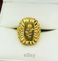 22K Saudi Indian Yellow Gold Ring with. 999 Fine Gold Credit Suisse Bullion s6.25