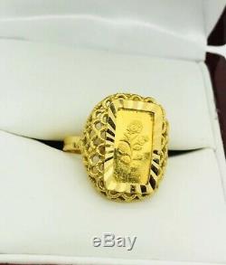 22K Saudi Indian Yellow Gold Ring with. 999 Fine Gold Credit Suisse Bullion s6.25