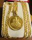 22k Solid 916 Gold Ladies Mens Women's Dubai Coin Necklace 22 Long 22.4g 4.5mm