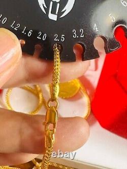 22K Solid 916 Real Dubai Gold Mens Women's Coin Necklace 24 Long 22.4g 3mm