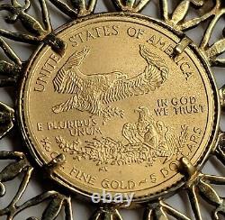 22K Yellow Gold 2004 Liberty US 1/10 oz. Fine Gold 5 Dollar Coin Necklace 14K