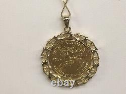 22KT Fine Gold 1/4 OZ Lady Liberty Coin With 0.11TCW Ddiamond-14KT FRAME PENDANT