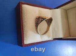 22ct fine Gold 1988 Isle of Man 1/20th Angel coin, set in 9ct gold ring