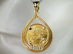 22k 1/10 Oz 1995 American Gold Eagle In 14k Yellow Gold Fine Bezel Pendant