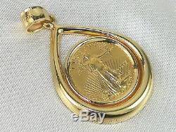 22k 1/10 Oz 1995 American Gold Eagle In 14k Yellow Gold Fine Bezel Pendant