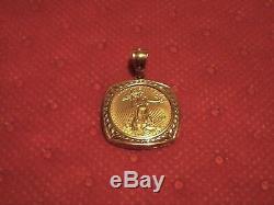 22k Fine Gold 1/10 Oz 2014 Lady Liberty Coin Pendant Set With Nice 14k Frame