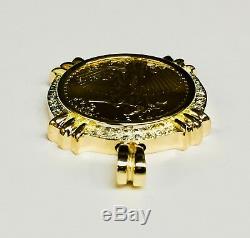 22k Fine Gold 1/2 Oz Lady Liberty Coin With. 32 Tcw Diamonds-14k Frame Pendant