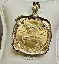 22k Fine Gold 1/2 Oz Lady Liberty Coin With. 32 Tcw Diamonds-14k Frame Pendant