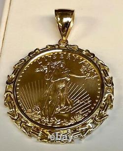 22k Fine Gold 1 Oz Lady Liberty Coin -14k Frame Byzantine Pendant