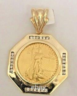 22k Fine Gold 1 Oz Lady Liberty Coin With 1 Ct. T. W. Diamonds 14k Frame Pendant