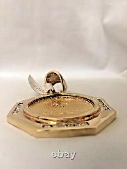 22k Fine Gold 1 Oz Lady Liberty Coin With 1 Ct. T. W. Diamonds 14k Frame Pendant