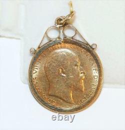 22k Gold 1907 Half Sovereign Coin, Saint George Slaying Dragon Pendant, Genuine